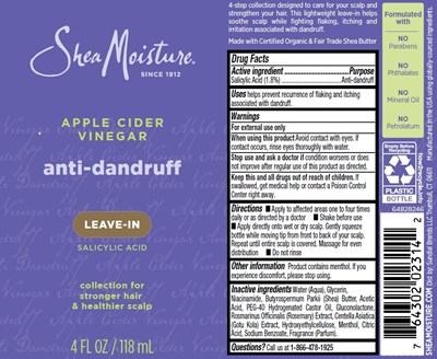 Label (Shea Moisture Apple Cider Vinegar Anti Dandruff Leave In)